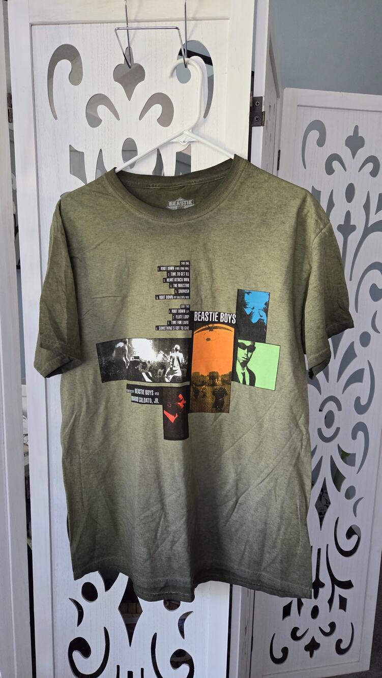 Beastie Boys Ill Communication Tracklist Graphic Tee Olive Green Mineral Wash L